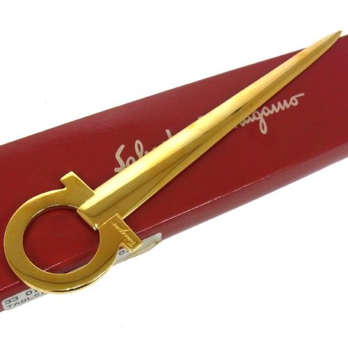 Rare! authentic salvatore ferragamo logos ganchini motif paper knife gold r08541 for sale