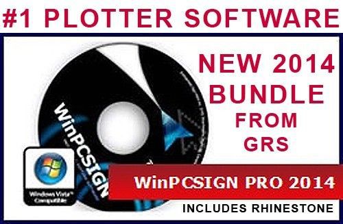 #1 new winpcsign pro 2014 cutting plotter software w/ rhinestone +grs bundle and for sale