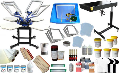 4 Color Screen Printing Press Kit 4 working Station Dryer Bundles Materials