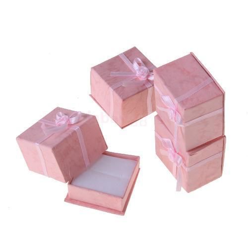 Bulk 24 pink retail cardboard ring earring jewelry display wedding gift case box for sale