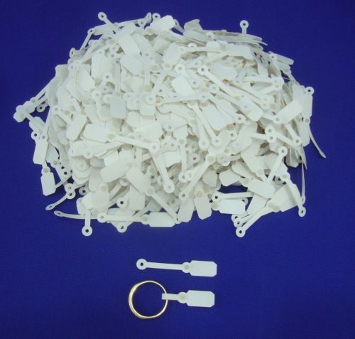 1000 PVC Button Fasteners Secure Plastic Jewelry Blank Ring Price Tags White