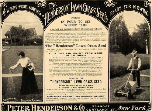 1905 Ad Peter Henderson Seed Roosevelt Sagamore Hill - ORIGINAL ADVERTISING CC1