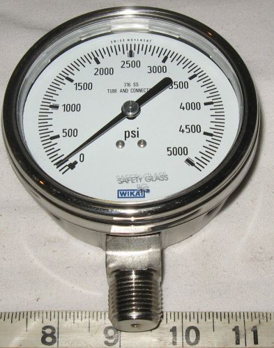Stainless steel  4&#034; dia.hi-pressure gauge 0-5000 psi ,1/2&#034; npt **free shipping** for sale