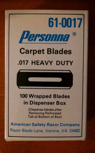 Carpet Blades PERSONNA 61-0017 Heavy Duty .017 &#034;NEW&#034; 100 Blades FREE SHIPPING