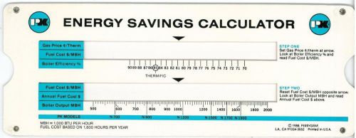 Patterson Kelly P-K Thermific Energy Saving Calculator Slide Rule - 1988 rare