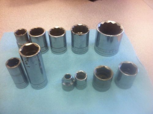 S-K SK S*K Socket Lot 3/8 And 1/2 Drive 12 Pieces USA
