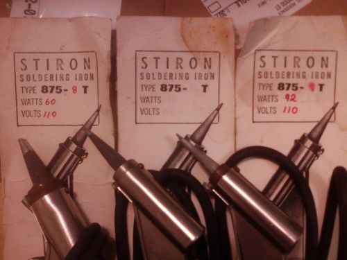 Lot of 3 Stiron 875-T Soldering Irons - Made in UK - Vintage