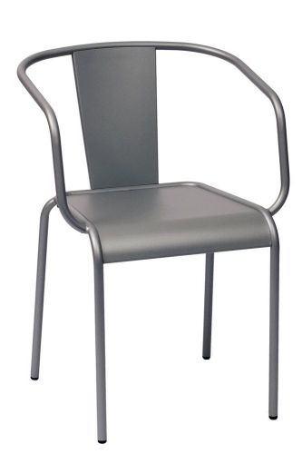 New Tara X Indoor / Outdoor Titanium Silver Tubular Steel Stacking Arm Chair