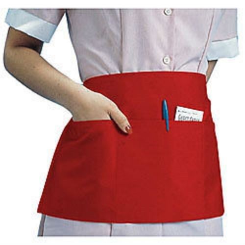 Red waist apron, 3 pocket, 22&#034; x 12&#034; (605wafh) for sale