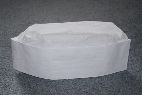 Box of 100 white paper hats for ice cream parlor, soda jerk, line cook for sale
