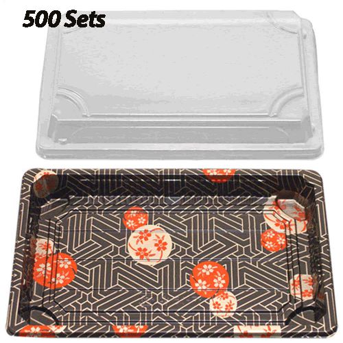 Sushi Container w/Lid 8.5&#034; x 5.3&#034; (500 Sets) Plastic Sushi Box/Takeout/To Go