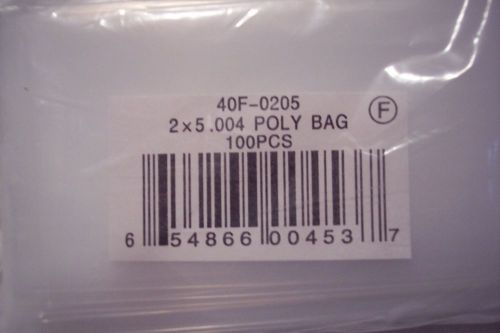 Poly Bags 2&#034; X 5&#034;  .004 MIL #40F-0205 100 Pieces X 6 Bags