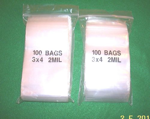 200  3 x 4 inch zip lock bags  2 mils thick  clear pvc jewelry  beads  coins for sale