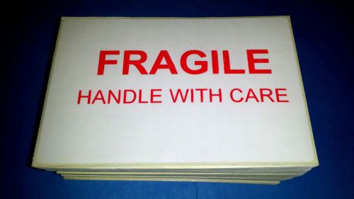 250pcs large/glossy FRAGILE HANDLE WITH CARE 4&#034;x6&#034; EASY-PEEL