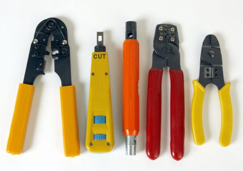 Lot of 5 Telephone Tools Cable Wire Cutter Stripper Impact Crimper Can Wrench