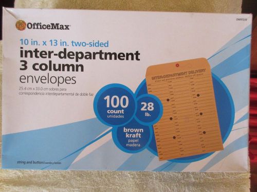 Office Max 10&#034;x13&#034; Inter-Department Envelope with String/Button Closure. 100 box