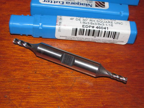LOT OF 2 NEW 1/8&#034;  DOUBLE ENDED END MILLS  , 4 FLUTE  ,  3/8&#034; SHANK ,  NIAGARA
