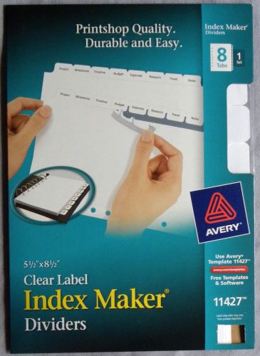 New Avery 11427 Clear Label Index Maker dividers 5.5 x 8.5