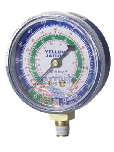 Yellow jacket 49002 blue compound manifold gauge  2 1/2&#034; r12 r502 r22 °f psi for sale