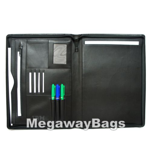 IBM Executive Leather Zipper Binders Portfoios Case Organizer MegawayBags