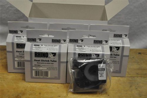 Dymo 18055 rhino 1/2x5&#039; heat shrink tube black print on white tape lot of 5 nib for sale