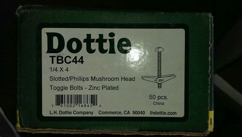 1/4 X 4&#034; Dottie Mushroom Head toggle bolts-Zinc---(TBC44)