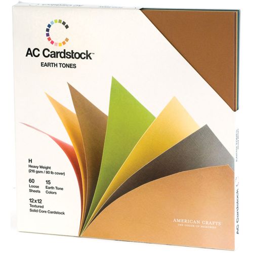 American Crafts Seasonal Cardstock Pack 12-in x 12-in 60/Pkg Earth Tones