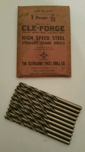 10 Unused Cle-forge 7/32 High Speed Steel Straight Shank Drill Bits
