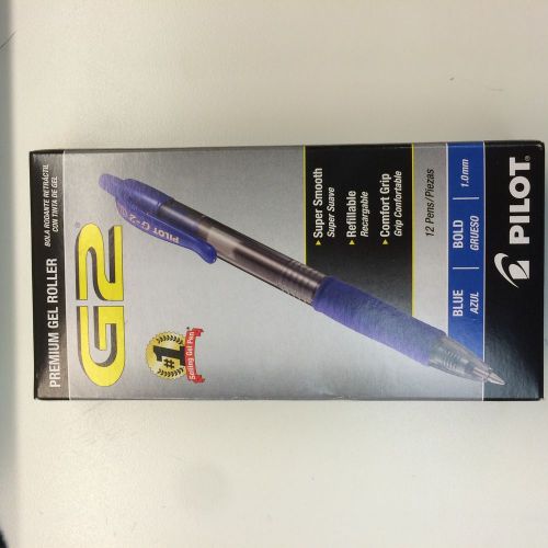 Pilot G2 Premium Blue Fine 1.0 Pack of 12 Gel Pens (BOLD)