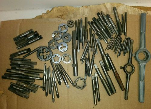Large vintage lot of 84 pieces tap die and handle gtd vermont card usf