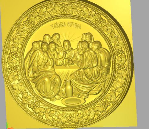 Lord&#039;s Supper 3d STL file (round frame) - Model for CNC Router Machine