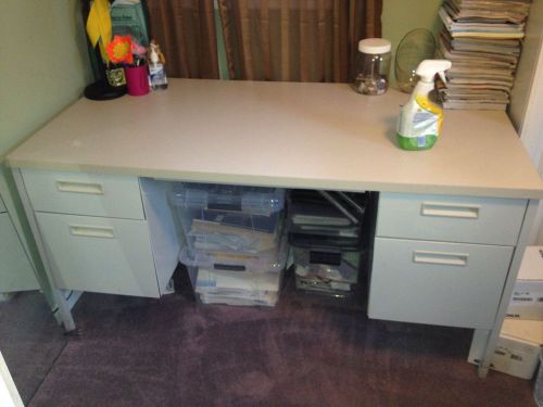 metal desk with filing cabinet