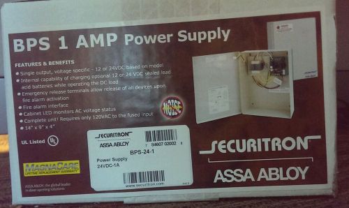 SECURITRON ASSA ABLOY BPS 1 AMP DOOR ACCESS POWER SUPPLY BPS-24-1 NEW IN BOX