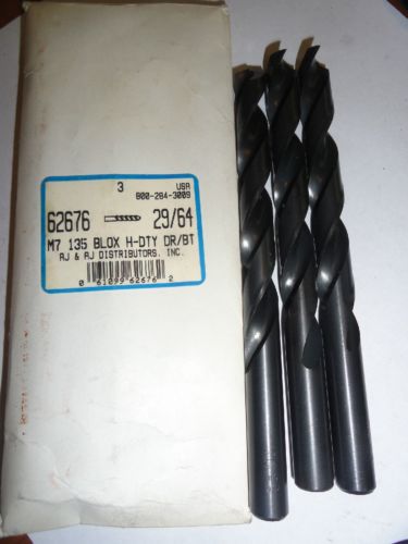 29/64&#034; Heavy Duty Jobbers Length Black Oxide Drill Bits, 135 Deg Split Point