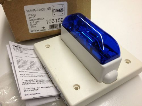 NEW WHEELOCK RSSWPB-24MCCH-NW STROBE FIRE ALARM SECURITY BLUE LENS 24VDC WHITE