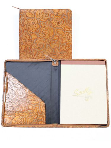 Scully Accessories Brown New Tooled Leather Zip Writing Pad