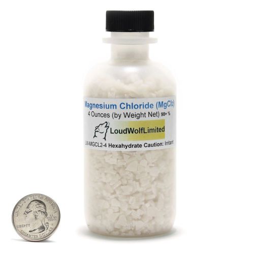 Magnesium Chloride Hexahydrate / Fine Flakes / 4 Ounces / 98+% Pure / SHIPS FAST
