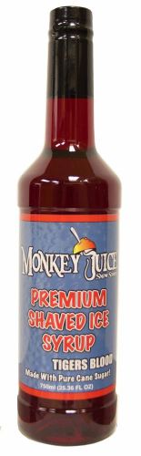 Tigers blood snow cone syrup - made with pure cane sugar - monkey juice brand for sale
