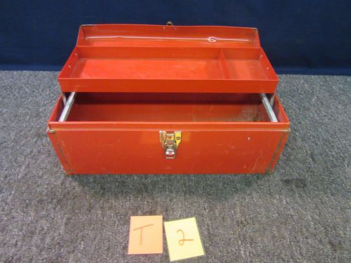 METAL RED TOOL BOX CHEST CASE MILITARY SURPLUS TRAY METAL 19 X 8 X 7 LOCK USED