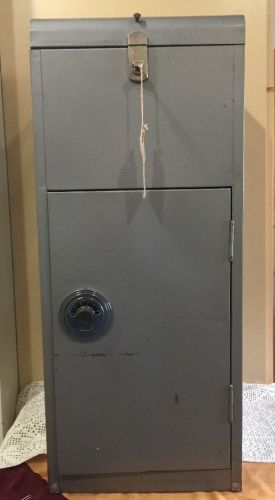 Vintage industrial filing and safe cabinet w/ key and combination eagle lock co. for sale