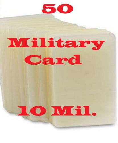 50 military card laminating pouch sheet  . 2-5/8 x 3-7/8 10 mil, for sale