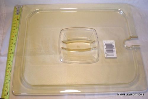 Lot of 4 Rubbermaid 228P-86 Food Pan Cover Notched Handle Clear/Amber 1/2 size