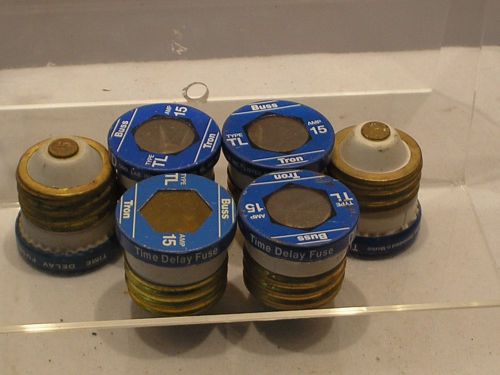 Buss TL-15 amp Screw In Edison Base Time Delay Fuses Bag of 6