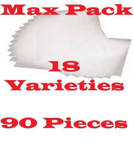 Starter assortment laminating laminator pouch/sheet 18 popular varieties 90 pcs. for sale