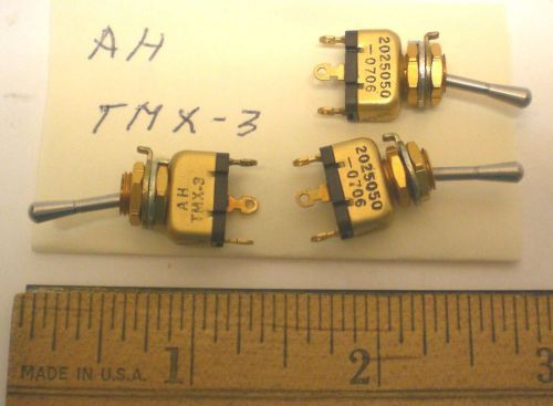 3 Toggle Switches SPDT, 2 Pos.Momentary, Instrument Grade Arrow Hart #TMX-3, USA