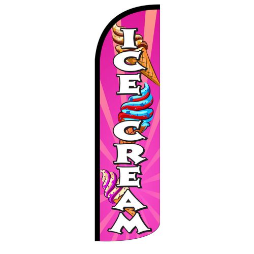 Ice Cream Pink Windless Swooper Flag Jumbo Full Sleeve Sign Banner 15&#039; made USA