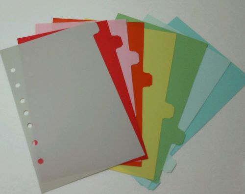 Martha stewart home office plastic multicolor dividers 8-tab 5 1/2in x 8 1/2in for sale