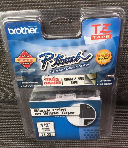 Genuine Brother P-Touch TZ-231 Black On White 1/2&#034; 12mm Label Tape