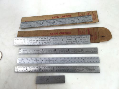 Vintage starrett 6&#034; machinist rules, lot of five, free shipping no reserve! for sale