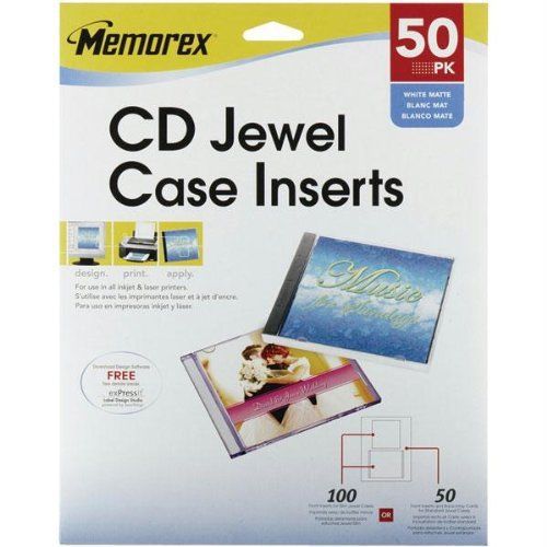 MEMOREX 00700 Inserts, CD Jewel Case, 50 per pack
